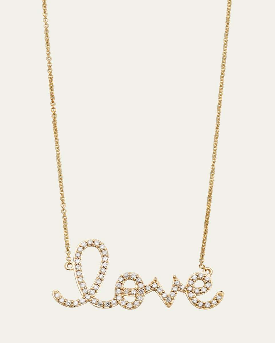 Large 14k Yellow Gold & Diamond Love Necklace